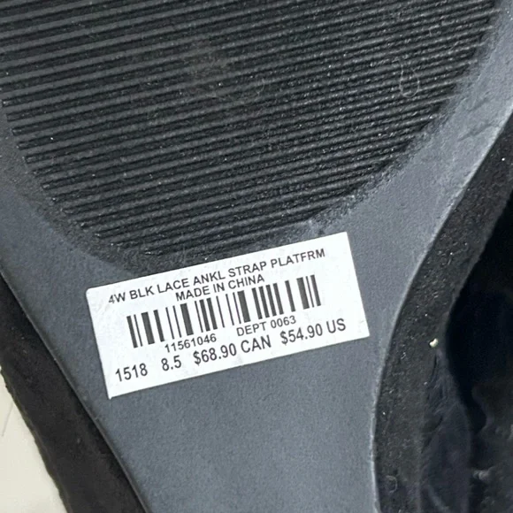 Torrid Black Lace Ankle Strap Platform Wedge Shoes 8 1/2 W Wide - Picture 9 of 10